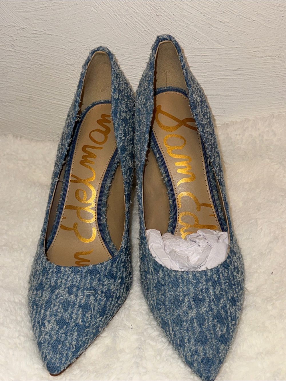Sam Edelman Blue Tweed Pointed Pumps